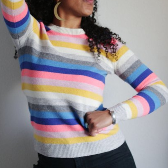 J. Crew Sweaters - J.Crew Factory Rainbow Stripe Crew Neck Sweater- S